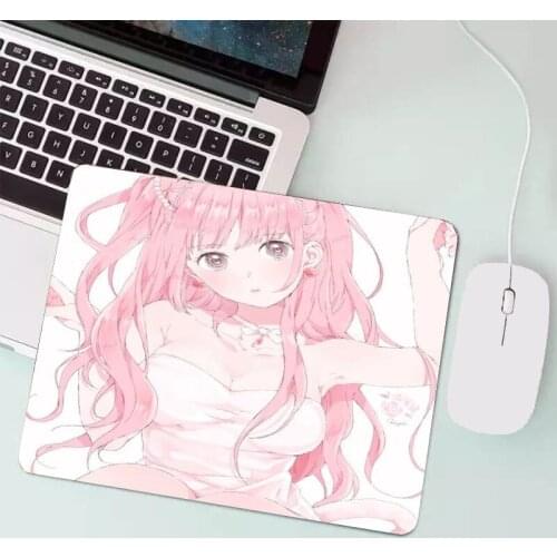 Pink beautiful girl heart cartoon mouse pad small cute office non-slip creative desk pad mouse pad anime mouse pad small mouse p