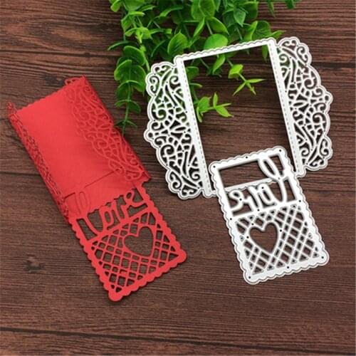 Love Heart grid lace frame fectangle Metal Cutting Die Scrapbook card album paper craft home decorate embossing stencil cutter