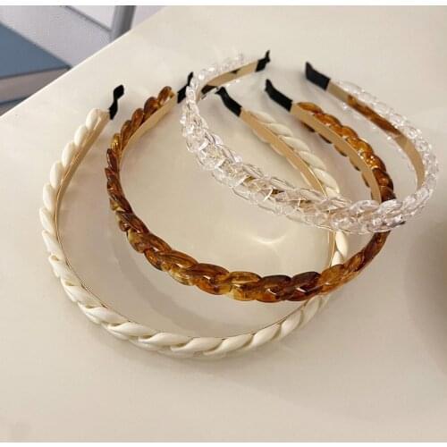 2021New Resin Cuban Chains Headbands Accessories Boutique Acrylic Tortoise Braid Hairbands For Women Girls Gift