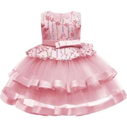 Summer girls dress bead sequins pleated povert skirt lace embroidery banquet girls evening dress