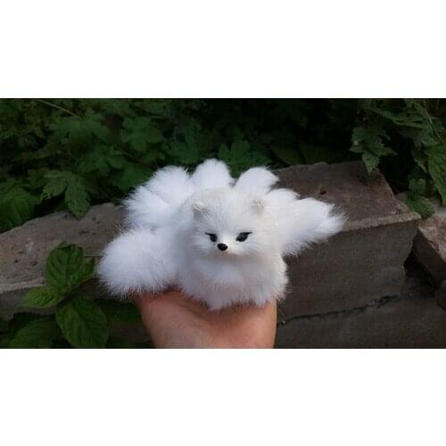 Mini cute simulation fox toy polyethylene & furs white nine-tails fox doll gift about 15x6x7.5cm 2076
