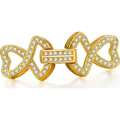 Fashion Luxury Jewelry Findings Components Heart Shape CZ Rhinestone Clasps For Jewelry Making Beaded Chain End Connectors Charm