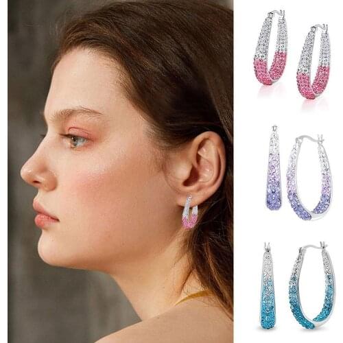 Fashion Oversize Circle Hoop Earrings For Women Girl New Geometric Crystal Round Earring Girlfriend Birthday Party Jewelry Gifts