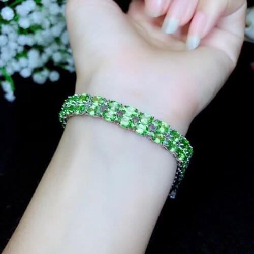 KJJEAXCMY boutique jewelry 925 sterling silver inlaid Natural Peridot gemstone ladies bracelet support detection trendy