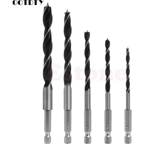 4 5 6 8 10mm 5pcs Quick Change Metal Tools 1/4" Hex Shank Wood HCS Drill Bit Set