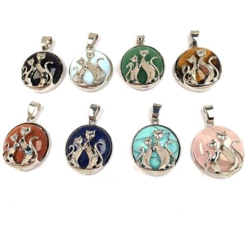 Natural Stone Lapis Lazuli with Fox Shape Zinc Alloy Pendant Charms DIY Necklace Making Jewelry Findings Size 22x27mm Wholesale