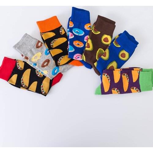Men Women Girl Cotton Fashion Sport Food High Socks Hosiery Casual 4 Pairs Socks Set New