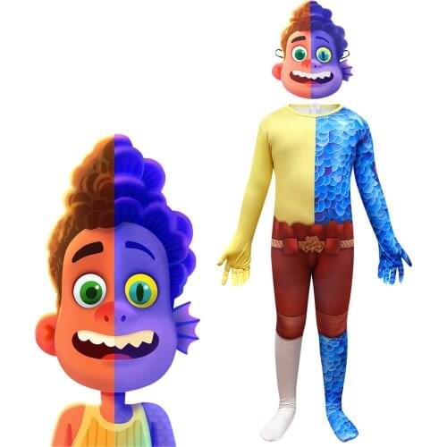 2021 New Luca Alberto Sea Monster Cosplay Child Pantyhose + Mask Set Halloween Christmas Childrens Birthday Gift Tights Set