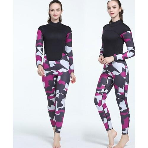 The new 3MM womens one-piece camouflage diving suits fishing clothes surfing clothes thickening warm clothing factory direct sa