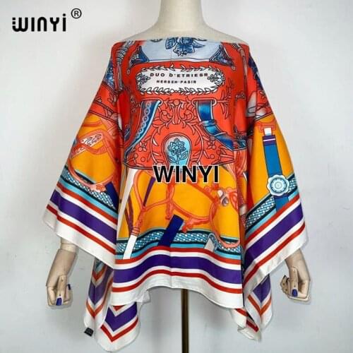 New Printed European silk Bohemian Summer Beach top clothes Batwing Sleeve abayas silk cover-ups Phocho dresses for Wonmen
