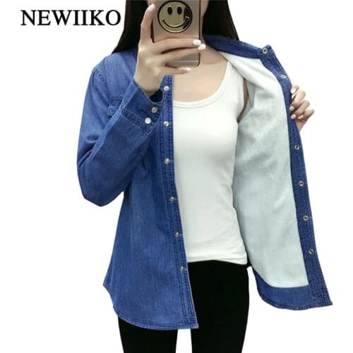 New Autumn winter shirts women cotton flannelette long sleeve blouse Denim shirt casual flannel tops plus size