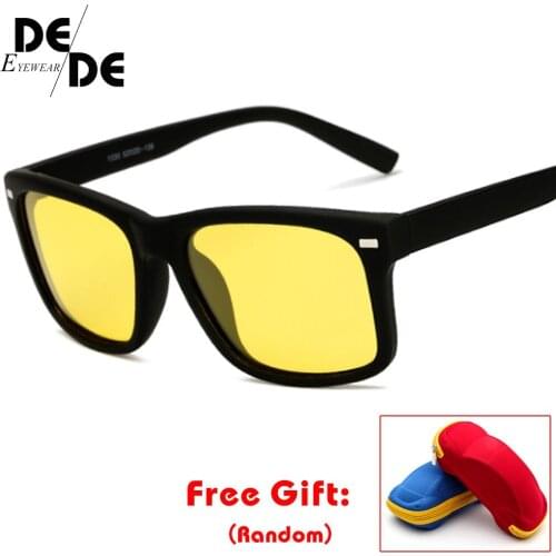 NEW Yellow Night Vision For Night Driving Polarized Sunglasses Square Mens Driver Safety Eyewears Cloudy Fog Day with box