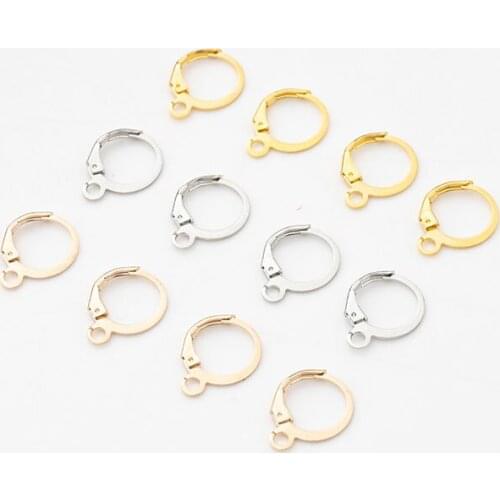 Wholesale Gold Plated White K KCGOLD Ladies Open and Close Insert Single Hole Round Earring Jewelry Gift Accessories