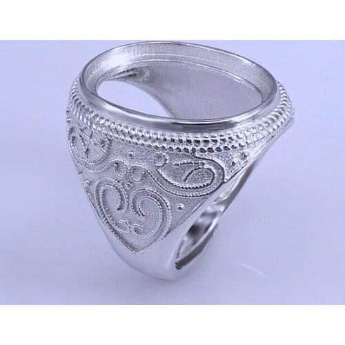 16*22mm 925 STERLING SILVER Men punk Semi Mount Bases Blanks base blank Pad ring Setting jewelry findings diy A3241