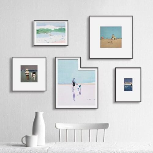 Summer Holiday Beach Sea Landscape Children Dog Canvas Posters And Prints Wall Art Painting Pictures For Living Room Home Decor