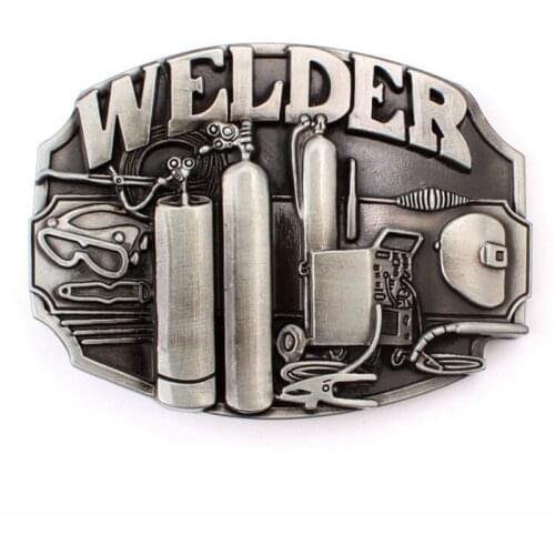 Custom made belt buckle welder metal Badge Punk rock style belts welding worker