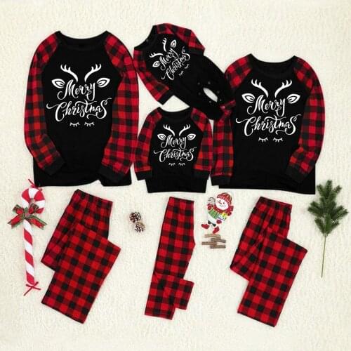 Christmas Men Daddy Pajamas Black Set Family Christmas Clothes Pajamas Tops And Pants Night Shirt Men Night Wear camison hombre