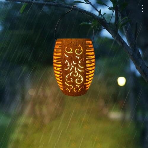 Garden Lamp Waterproof Sunlight Street Lamp Retro Lantern Flicker Flame Lights Solar Lamp Outdoor Hanging for Country House