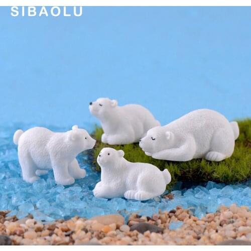 Family Polar Bear Model Lifelike Miniature figurine simulation Landscape wedding decoration fairy garden statue Home Gift garden