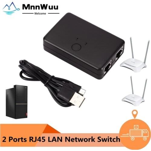 2 Ports RJ45 CAT6 LAN HUB Network Switch Box Selector For Laptop 2 In 1 Out Ethernet Network Cable Splitter Connector