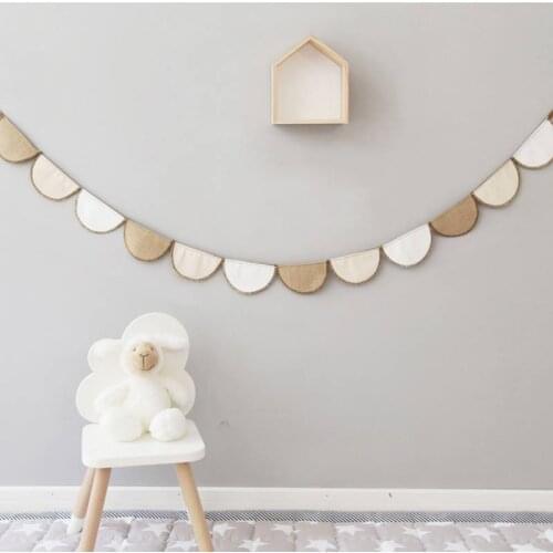 Nordic Cotton Linen Petal Hanging Flag Wall Decor Kids Room Enfant Room Wall Hanging Home Party Bunting Banner Decor Pendant 2M