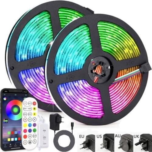 LED Strip Light Remote Bluetooth Smart WIFI Phone APP Control RGB 5050 SMD Flexible Diode Lamp Tape+Adapter 25M 30M Backlighting