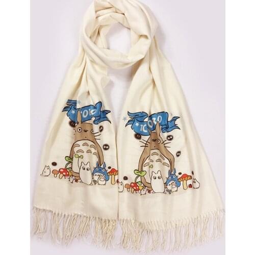Totoro No Face Man Scarf Anime Women Boys Girls Imitation Cashmere Autumn Winter Warm Tassel Scarf Shawl Soft Warm Wrap Gift