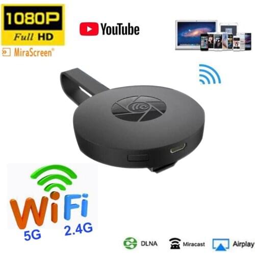 1080P TV Stick 2.4G/5G Wifi Display Receiver HDMI-compatible Miracast For Youtube Airplay Media Stream HDTV Dongle Mirror Screen