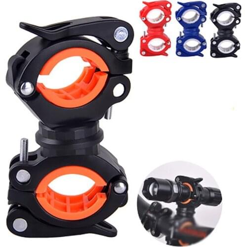 Rotatable Bicycle Light Holder Universal MTB Road Bike Flashlight Clip Mount Double Holder LED Front Head Lamp Mount four Colors