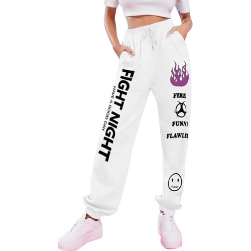 Hip Hop Graphic Print Sweatpants Women Plus Size Warm Cotton Womens Jogger Trousers Harajuku High Waist Casual Pants Sweatpants