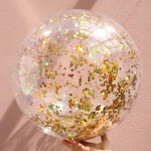 1pcs Outdoor Sports Inflatable Sequin Beach Ball Transparent Flashing Ball Water Toy Photo Props Party Wedding Decoration Ball