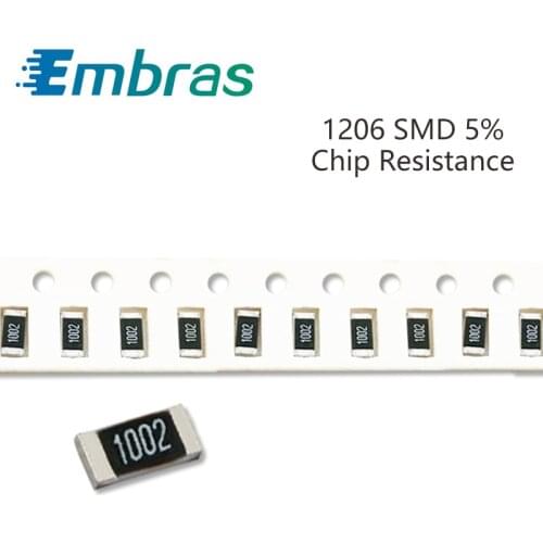 100Pcs 1206 SMD Resistor Kit 5% Tolerance 0R-22M 10K 11K 12K 13K 15K 16K 18K 20K 10 Ohm Full Value Available DIY Assorted Set