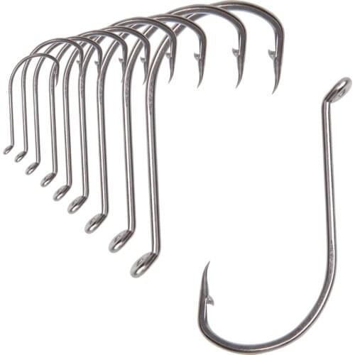 100Pcs 92554 Stainless Steel Fishing Hooks Barbed Hook White Offset Long Shank Octopus Fishhooks For Soft Fishing Lure