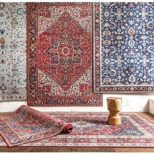 American Vintage Living Room Carpet Retro Persian Bedroom Carpet Home Soft Area Rugs Decorative Floor Mat Parlor Carpet