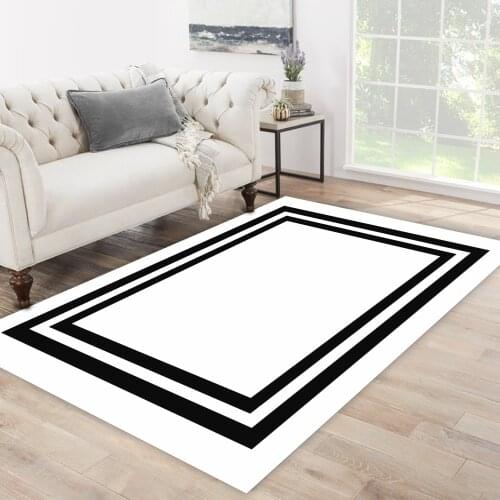 White color black shape line frame patterned carpet modern carpet rug free shipping soft textured carpet
