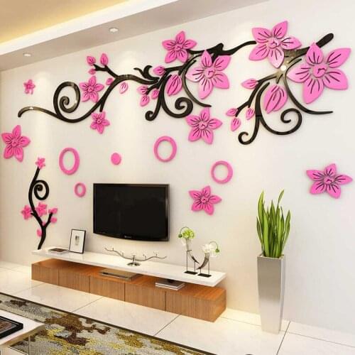 Large Size Flower Vine Wall Stickers For Wedding Room Decor Art DIY Wall Decals Murals TV Sofa Background Wallpaper Posters New