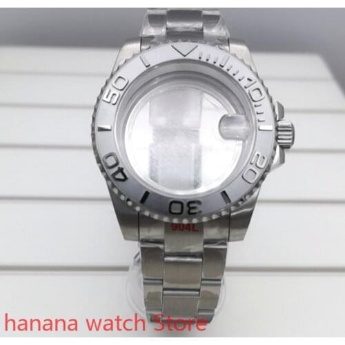 40mm sapphire glass solid 904L stainless steel bracelet silver chain bezel silver suitable for NH36 NH35 case ETA 2836 Miyota