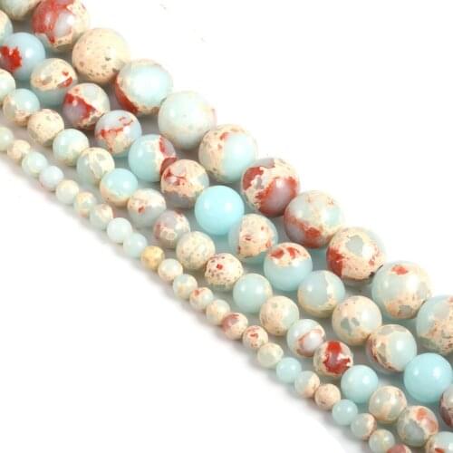 Natural Stone Beads Round Smooth Snake Skin Jaspers Loose Spacer Beaded For jewelry making DIY Necklace Bracelet Accessories