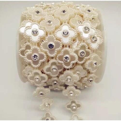 20mm ABS Imitation Pearl Diamond Chain Cross Flower Half-faced Bead Bridal Doll Line Drill Handmade DIY Bead String Accessories