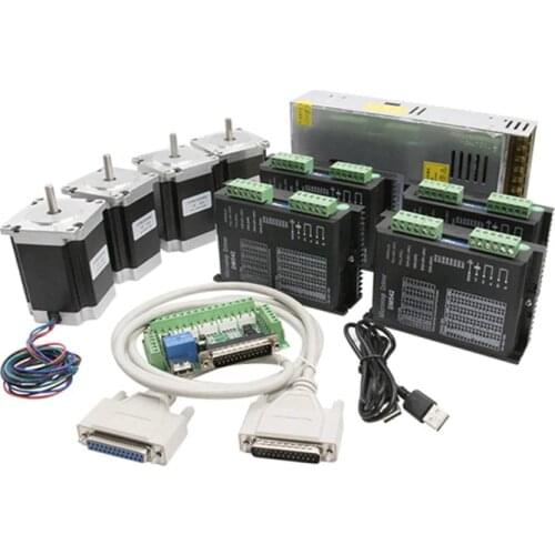 Router CNC Nema 23 stepper motor kit DM542 servo drive+MACH3 interface board+315Oz-in motor de passo