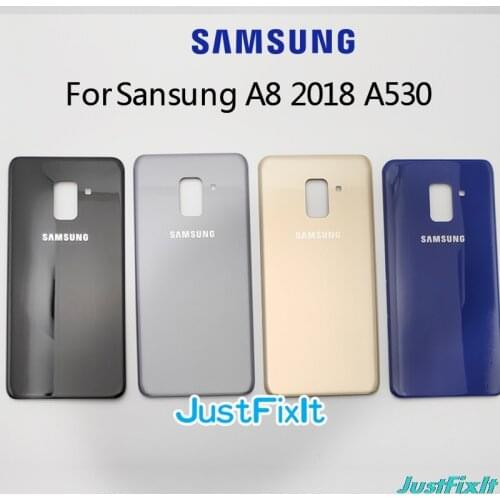 For SAMSUNG Galaxy A8 2018 A530 A530F SM-A530F SM-A530DS Back Battery Cover Door Rear Glass Housing Case Replace Battery Cover