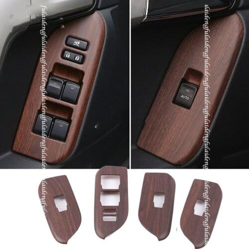 For Toyota Land Cruiser Prado FJ150 2010-2020 Wood Grain ABS Inner Window Switch Panel cover Trim Car Styling Accessories