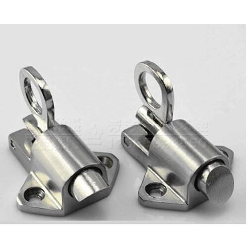 Door Bolt Latch Lock Zinc Alloy Window Gate Lock Durable Automatic Security Pull Ring Lock Spring Bounce Door Bolt 46*50*44mm