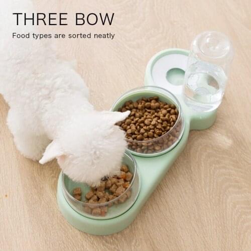 Pet Bowl Cat Double Bowls Automatic Water Container Food Dispenser Cat Feeder Food Bowls Drinking Raised Stand Dish for Cat Dog