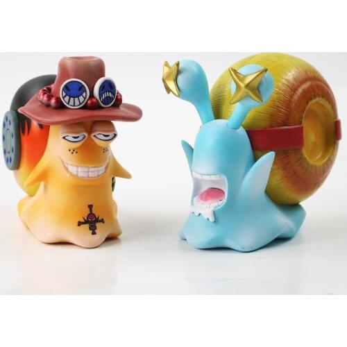 11cm 2pcs/lot Anime Monkey D Luffy Portgas D Ace Den Den Mushi Telephone 1/8 Scale Painted PVC Figure Model Toy