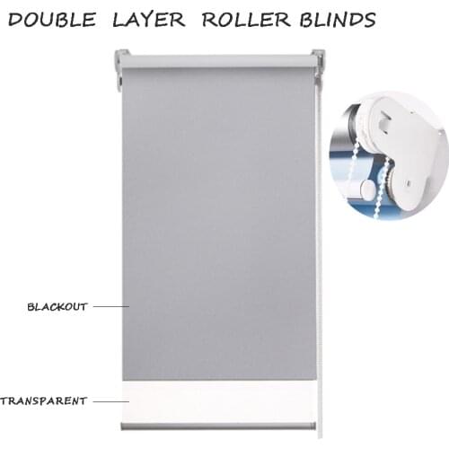 Hot sale two layers transparent and blackout customerized roller blinds curtain for window in living rooms from china factory
