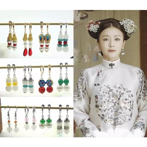 Story of Yanxi Palace in costume drama Wei Yingluo, Queen Fucha, the same earrings, retro, no need for pierced ear clips
