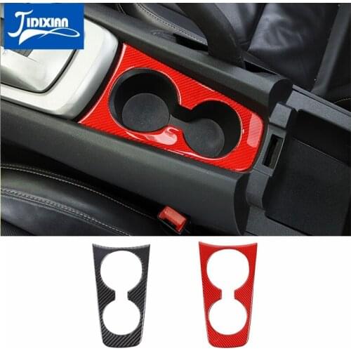 JIDIXIAN Soft Carbon Fiber Car Front Cup Holder Decoration Sticker for Chevrolet Camaro 2012 2013 2014 2015 Interior Accessories