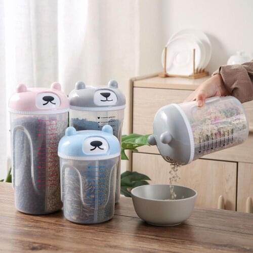 1.5/2.5L Whole Grain Storage Box Household Kitchen Compartment Sealed Cans Food Grade Plastic Bean Storage Cans