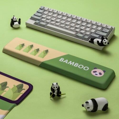 China Panda Bamboo Design Green Color Hand Rest Pad For Keyboard Slow Rebound Memory Foam PU Non-slip Comfortable Wrist Rest Mat